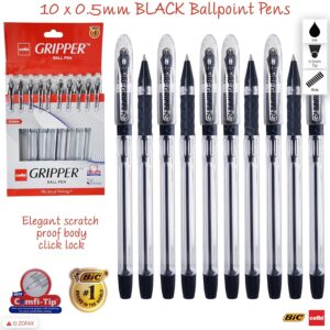Cello Gripper Black Ball Pen 10 Pens Pack Smooth Writing Pen